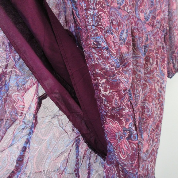 Talbots Paisley Midi Dress 14 Purple Long Puff Sleeve Casual Boho Floral 310 - Picture 8 of 12